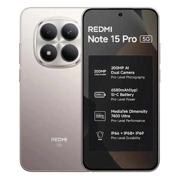 Buy Redmi 15 Note Pro 5G 8 GB + 256 GB Silver Ash Mobile – Vasanth and Co