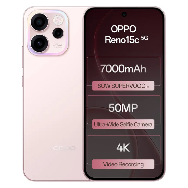 Buy Oppo Reno 15C 5G 8GB RAM 256GB Afterglow Pink Mobile – Vasanth and Co