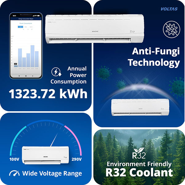 Buy Voltas 2 Ton 3 Star 243 Vectra Plus White Fixed Speed Split AC – Vasanth and Co