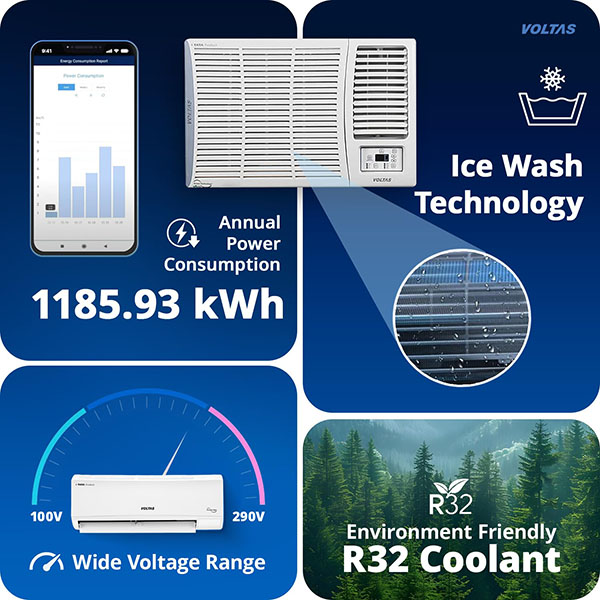Buy Voltas  1.5 ton 3 star WAC 183 Vectra Pearl Window AC – Vasanth and Co