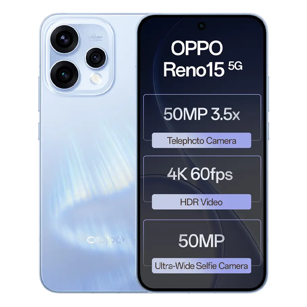 Buy Oppo Reno 15 5G 12GB RAM 256GB Aurora Blue Mobile Phone – Vasanth and Co