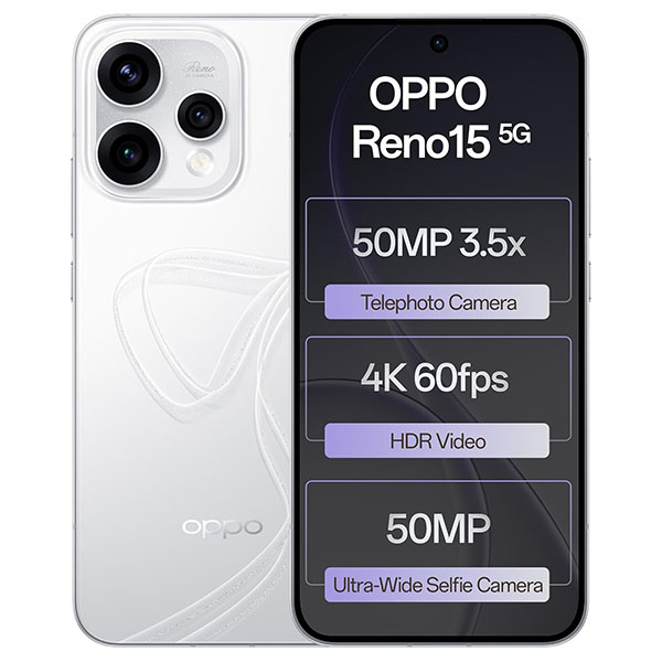 Buy Oppo Reno 15 5G 12GB RAM 256GB Glacier White Mobile Phone – Vasanth and Co