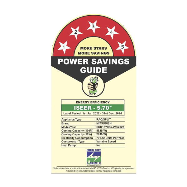 Buy Mitsubishi 1.65 Ton 5-Star SRK18YXS2-W6 White Split Air Conditioner – Vasanth and Co