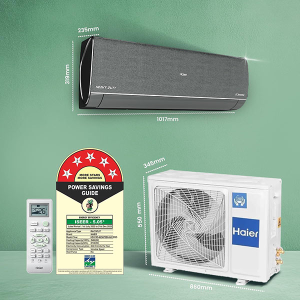 Buy Haier 1.6 Ton 5 Star HSU19G-MZAIP5BN-INV Gravity Series AI Climate Control Smart Split AC – Vasanth and Co