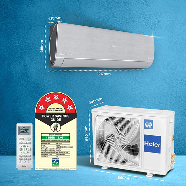 Buy Haier 1.6 Ton 5 Star HSU19G-MZAIS5BN-INV Gravity Series AI Climate Control Smart Split AC – Vasanth and Co