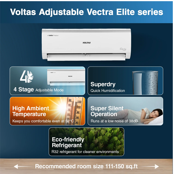 Buy Voltas 1.5 Ton 5 Star 185V Vectra Elite Adjustable Inverter Split AC – Vasanth and Co