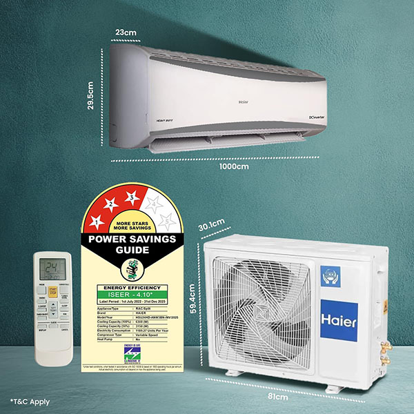 Buy Haier 2 Ton 5 Star HSU24HD-ANW5BN-INV Hexa Inverter Split AC – Vasanth & Co