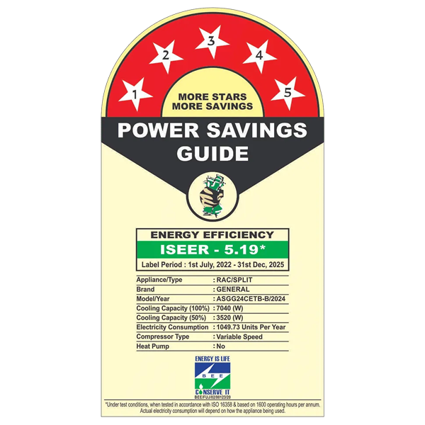 Buy O General 2 Ton 5 Star ASGG24CETB-B Inverter Split AC – Vasanth and Co