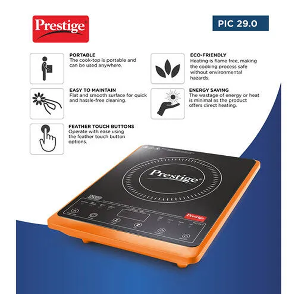 Prestige PIC 29.0 2000W Induction Cooktop Orange – Available at Vasanth & Co