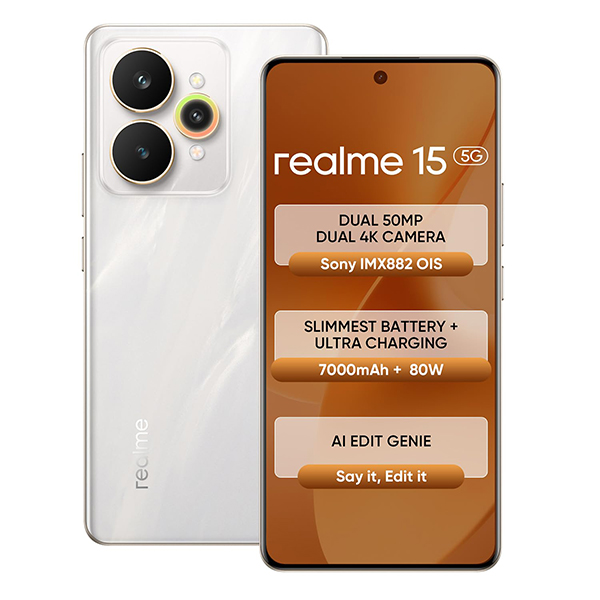 Buy Realme 15 5G 8GB 128GB Flowing Silver Mobile Phone – Vasanth and Co