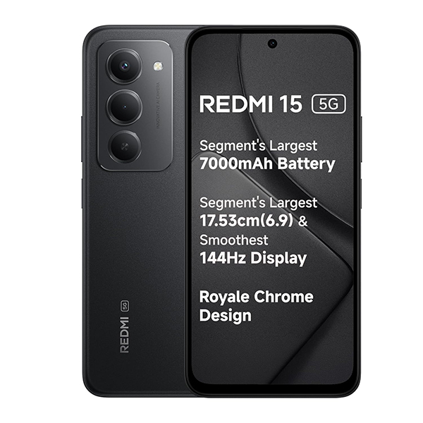 Buy Redmi 15 5G 8GB + 256GB Midnight Black Mobile Phone – Vasanth and Co