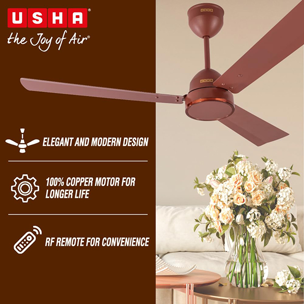 Buy Usha 1200 mm 5 Star AeroEdge Smoke Brown BLDC Ceiling Fan – Vasanth and Co