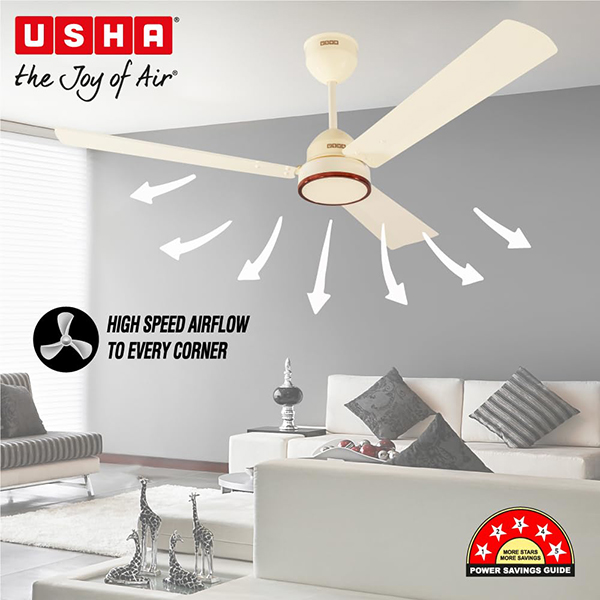 Buy Usha 1200 mm 5 Star AeroEdge Ivory BLDC Ceiling Fan – Vasanth and Co