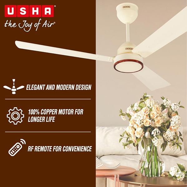 Buy Usha 1200 mm 5 Star AeroEdge Ivory BLDC Ceiling Fan – Vasanth and Co
