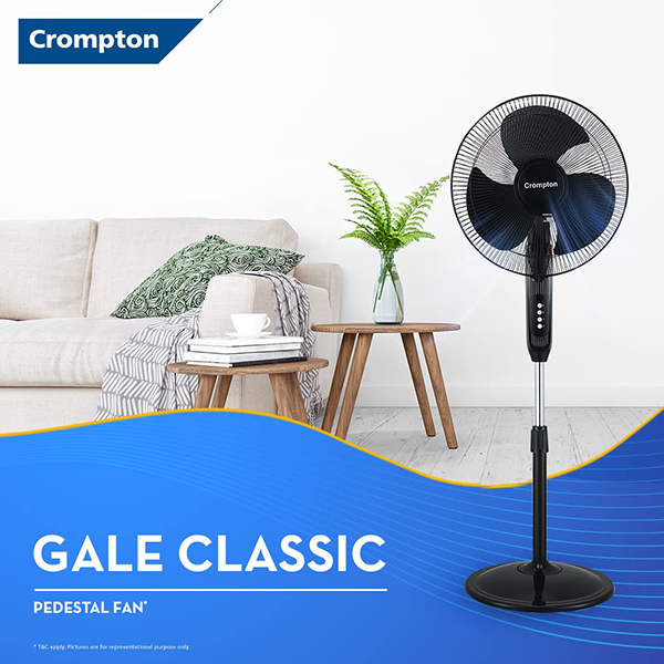 Buy Crompton 400 mm Gale Classic Black HISPEED Pedestal Fan – Vasanth and Co