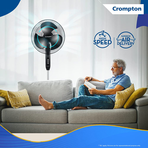 Buy Crompton 400 mm Gale Classic Black HISPEED Pedestal Fan – Vasanth and Co