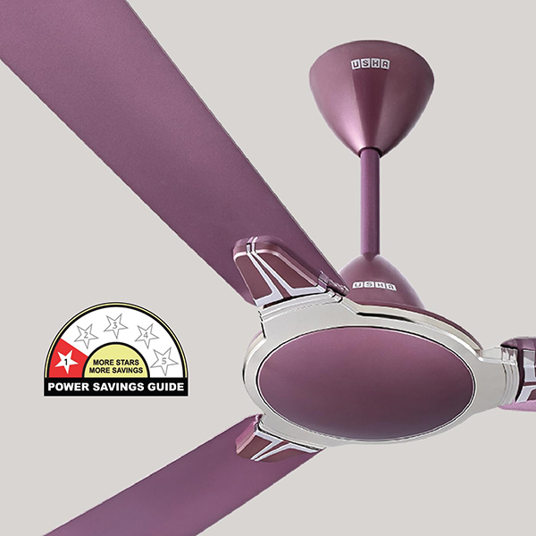 Buy Usha 1200 mm 1 Star Striker Platinum Pearl White & Lavender Chrome Ceiling Fan – Vasanth and Co
