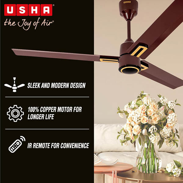 Buy Usha 1200 MM BLDC AeroEdge Plus Brown Ceiling Fan – Vasanth and Co