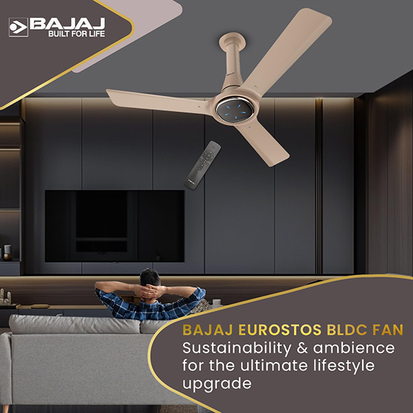 Buy Bajaj 1200 MM 5 Star Eurostos BLDC Bronze Mist Ceiling Fan – Vasanth and Co