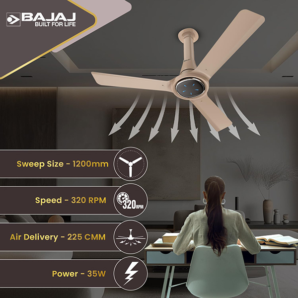 Buy Bajaj 1200 MM 5 Star Eurostos BLDC Bronze Mist Ceiling Fan – Vasanth and Co