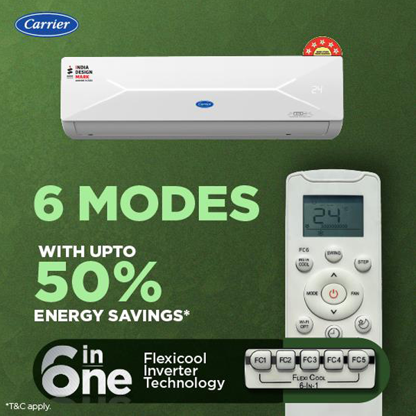 Buy Carrier 1.5 Ton 5 Star 18K XCEL LUMO GXi Wi-Fi Split Inverter AC - Vasanth & Co