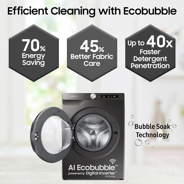Buy Samsung 8 Kg 5 Star WW80T504DAN1TL Fully Automatic Front Load Washing Machine - Vasanth and Co