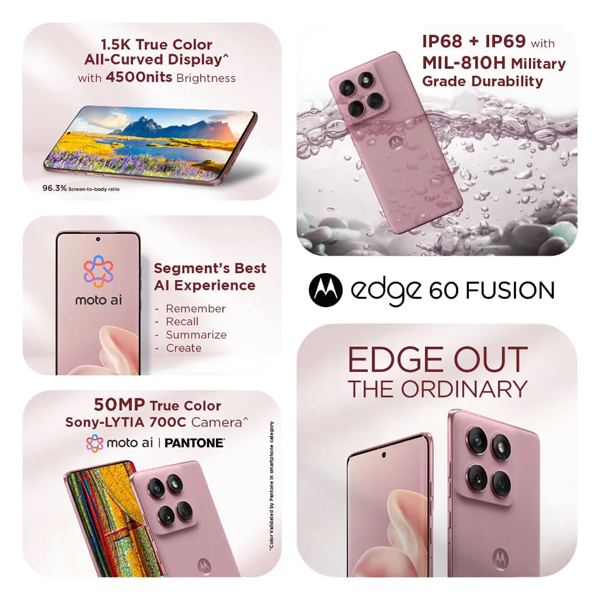 Buy Motorola Edge 60 Fusion 5G 8GB RAM 128GB Pantone Zephyr Mobile Phone - Vasanth & Co
