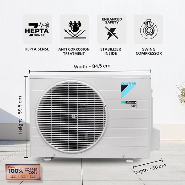 Buy Daikin 2.0 Ton 3 Star FTKL71XV16 White Inverter Split Air Conditioner – Vasanth and Co