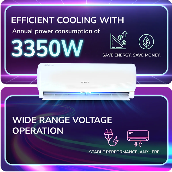 Buy Voltas 1 Ton 3 Star 123INV Vertis AI Zest Gold Split Air Conditioner – Vasanth and Co