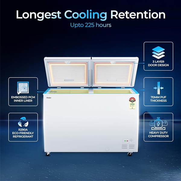 Buy Haier 324L 5 Star HFC-355DPW5 White Double Door Deep Freezer - Vasanth & Co