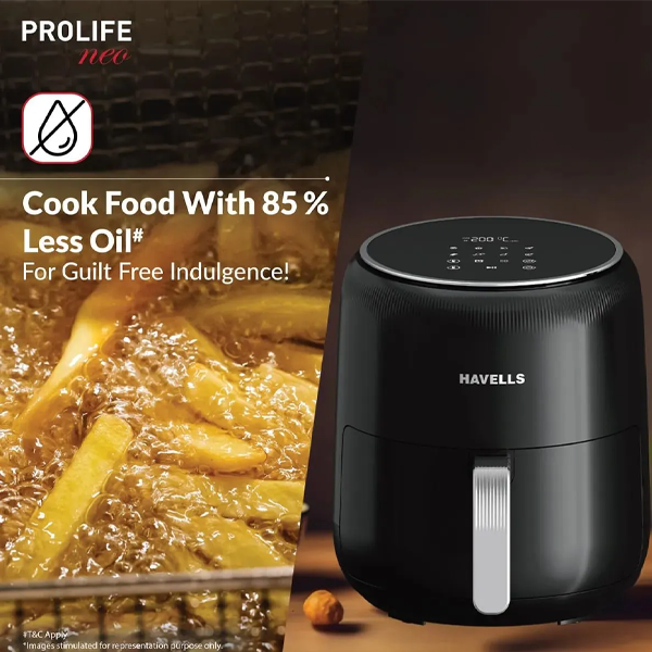 Buy Havells 4.5 L Prolife Neo 1500 W Black Air Fryer Online - Vasanth & Co