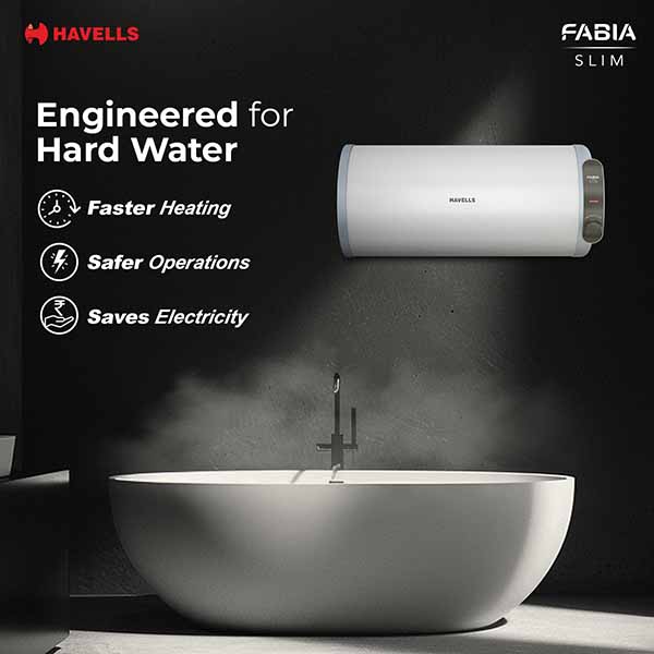Buy Havells 25 L Fabia Slim Horizontal Right Side Storage White Blue-RH Water Heater (Geyser) Online - Vasanth & Co