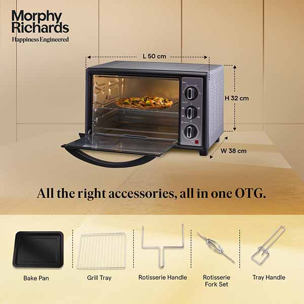 Buy Morphy Richards 30L 1500W 30 RCSS Luxe (510051) Manual Oven Toast Grill (OTG) Online - Vasanth & Co