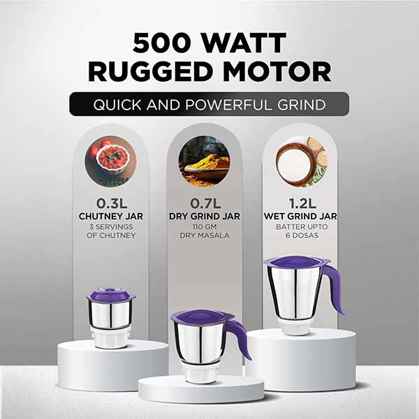 Buy Preethi Crown MG205 White/Purple Mixer Grinder Online - Vasanth & Co