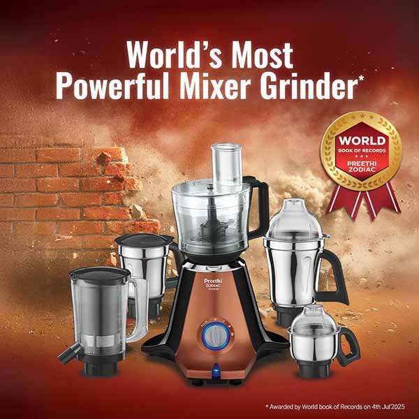 Buy Preethi 5 Jars Zodiac Stardust MG265 Mixer Grinder Online - Vasanth & Co
