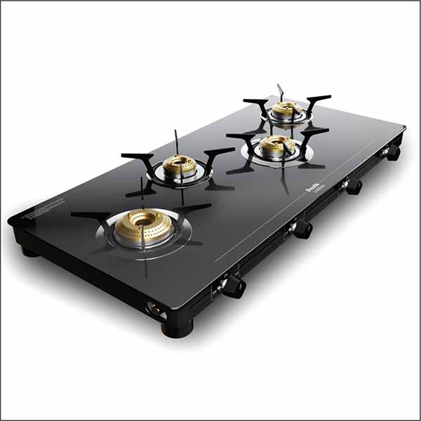 Buy Preethi 4 Burner Luxe Max GTS418 Black Glass Top Gas Stove Online - Vasanth & Co