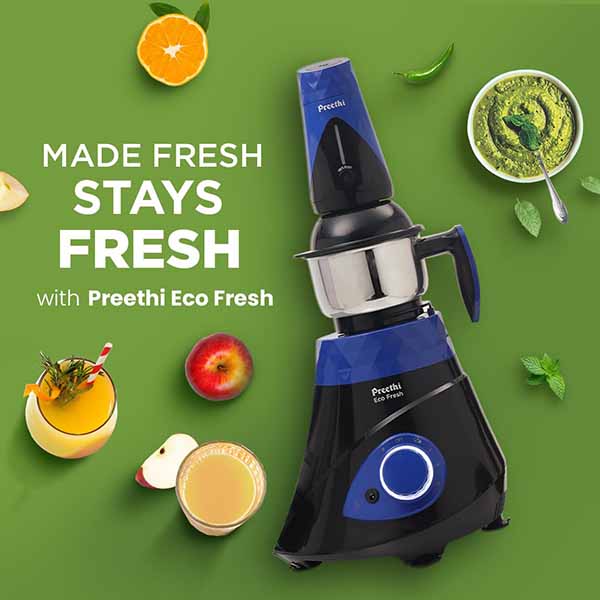 Buy Preethi 750 Watts Eco Fresh MG282 Blue Mixer Grinder Online - Vasanth & Co