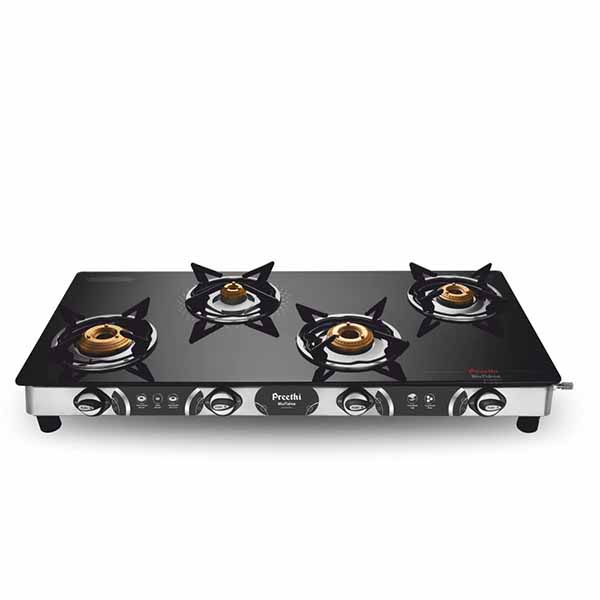 Buy Preethi 4 Burner GTS 118 Blu-Flame Jumbo Max Glass Top LPG Gas Stove Online - Vasanth & Co