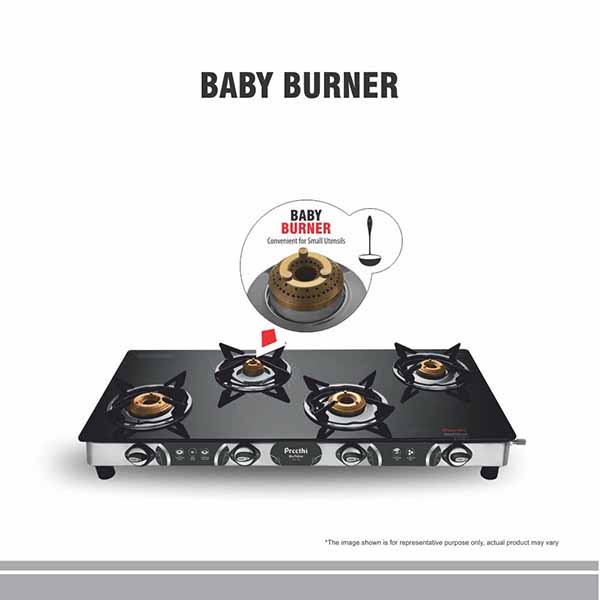 Buy Preethi 4 Burner GTS 118 Blu-Flame Jumbo Max Glass Top LPG Gas Stove Online - Vasanth & Co