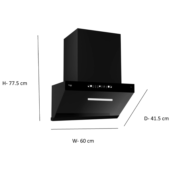 Buy Preethi 1200 CMH Alchor KH212 Black Auto Clean Wall Mounted Chimney Online - Vasanth & Co