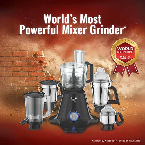 Buy Preethi 5 Jars 750 Watts Zodiac Black Mixer Grinder Online - Vasanth & Co