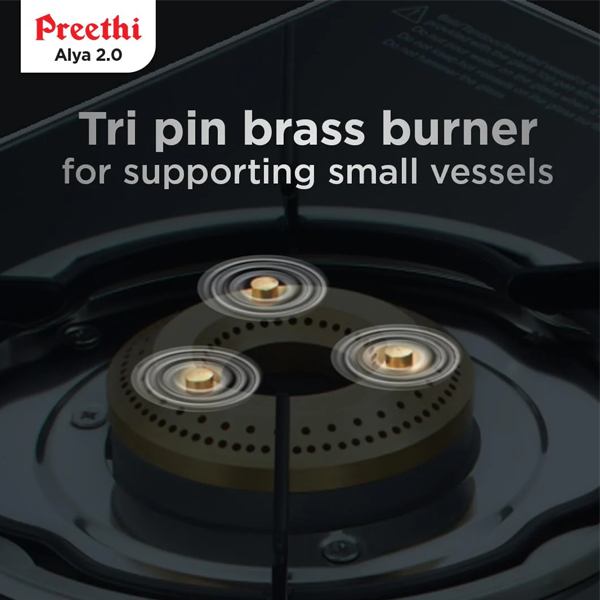 Buy Preethi Alya 2 Burner GTS411 Manual Ignition Glass Top Gas Stove Online - Vasanth & Co