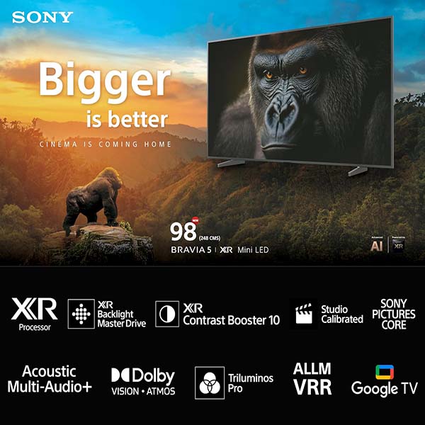 Buy Sony Bravia 5 Series 98 Inch K-98XR55A 4K Ultra HD Smart Mini LED Google TV - Vasanth and Co