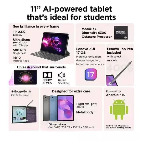 Buy Lenovo Tab TB336ZU 8GB RAM 256GB Luna Grey Tablet with Pen - Vasanth and Co