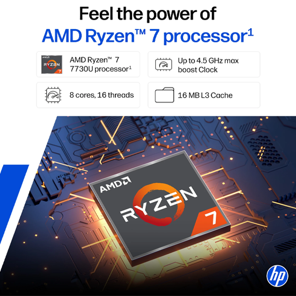 Buy HP 15-FC0761AU 15.6 Inch AMD Ryzen 7 7730U 16GB RAM 512GB SSD Windows 11 Home Silver Laptop - Vasanth and Co