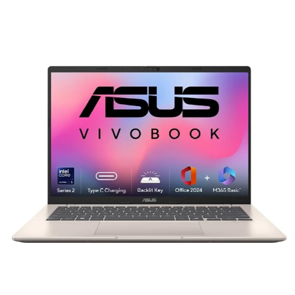Buy Asus Vivobook 14 X1407CA-LY1581WS Intel Core Ultra 5 225H 16GB RAM 1TB SSD Platinum Gold Laptop - Vasanth and Co