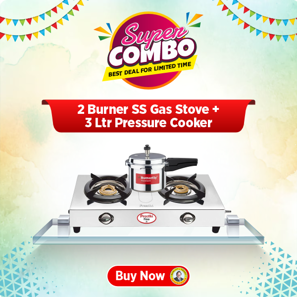 Preethi Fino Stainless Steel 2 Burner Gas Stove | Durable & Efficient Cooking