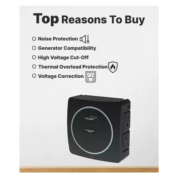 Buy V-Guard Neo Crystal for Up to 43 Inch TV (90V to 290V) Black Voltage Stabilizer - Vasanth & Co