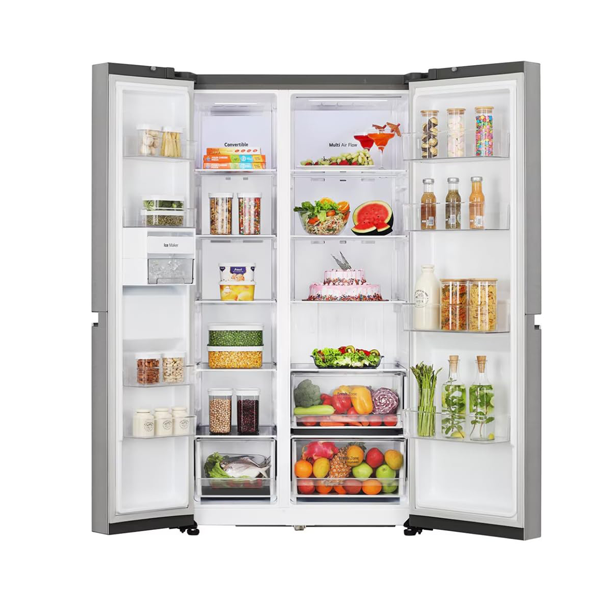 Buy LG 650L 3 Star GL-B257JDS3 Dazzle Steel Convertible Multi Air Flow Side by Side Refrigerator - Vasanth and Co