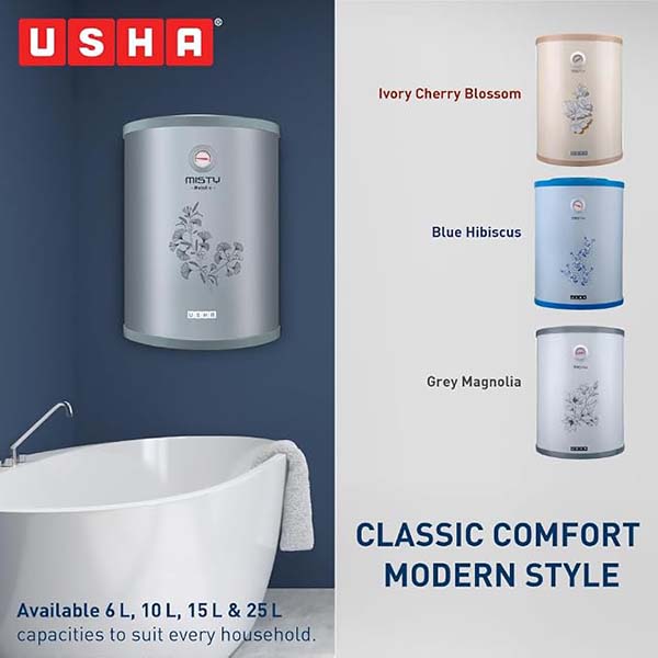Buy Usha 5 Star Misty 25 L 2000W Ivory Cherry Blossom Storage Water Heater - Vasanth and Co
